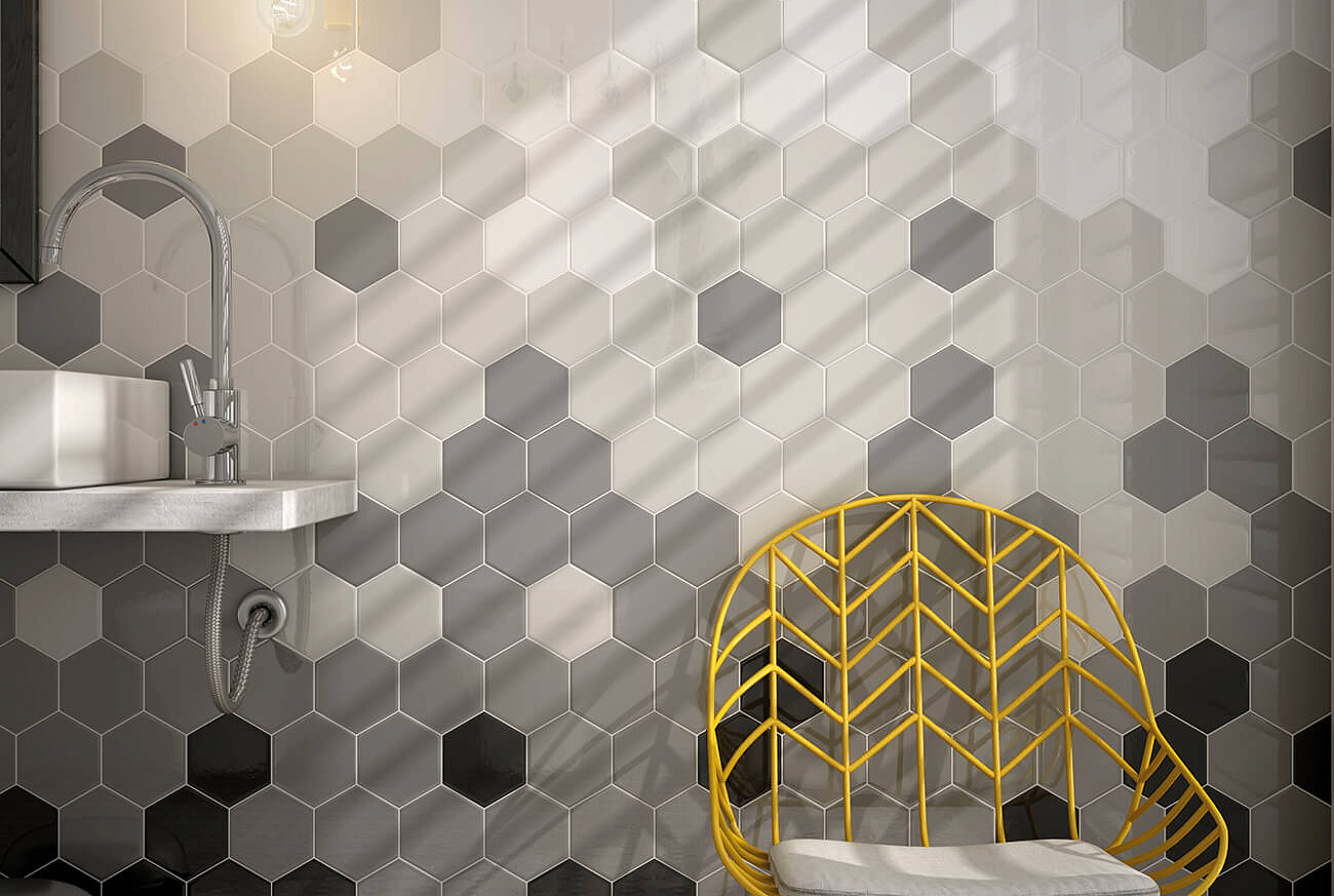 SCALE HEXAGON WHITE / LIGHT GREY / DARK GREY / BLACK